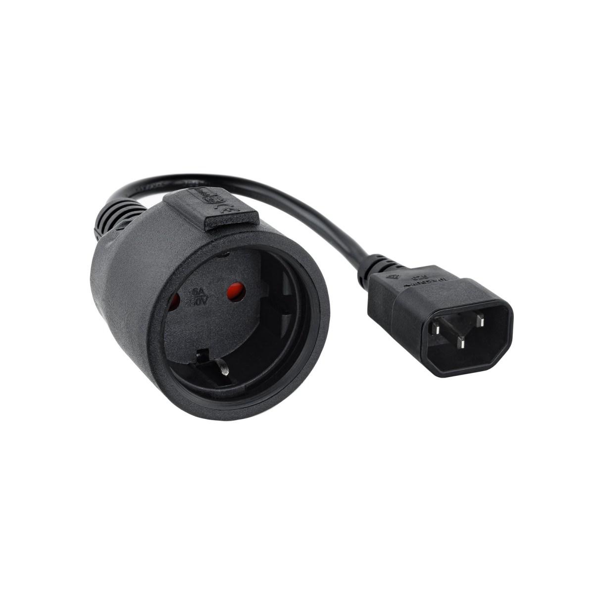 Cavo adattatore Nanocable per UPS C14 maschio a CEE7 femmina 16A 0,25 m - Colore nero