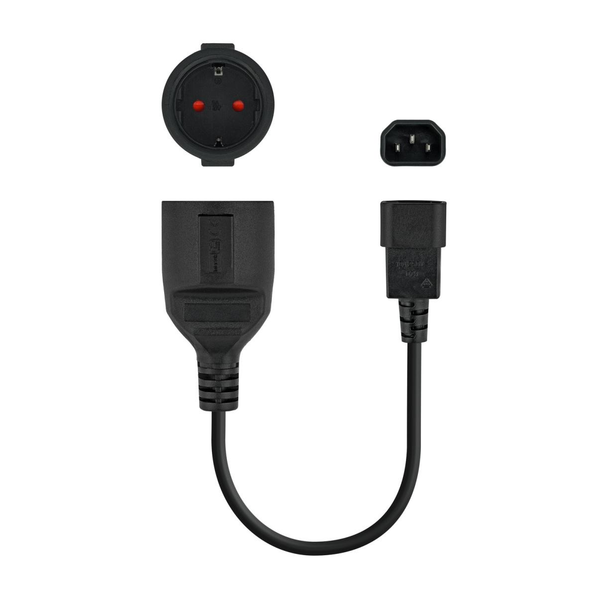 Cavo adattatore Nanocable per UPS C14 maschio a CEE7 femmina 16A 0,25 m - Colore nero