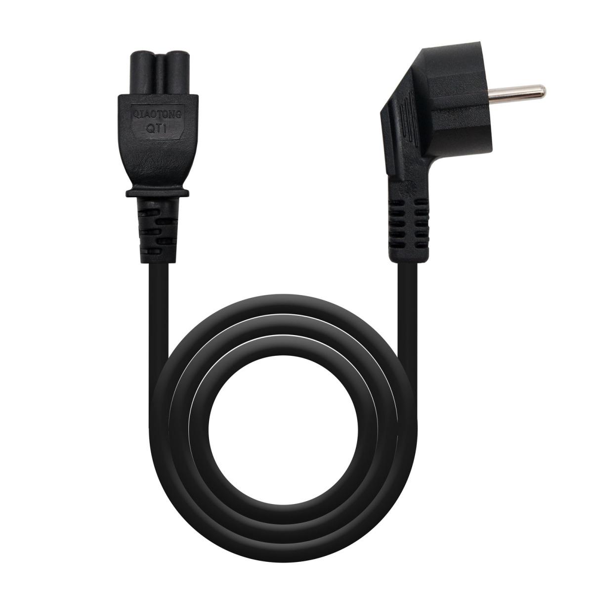 Nanocable Cavo Di Alimentazione CEE7 Angolato Maschio A M-C5 Femmina Trifoglio 1,50m - Colore Nero
