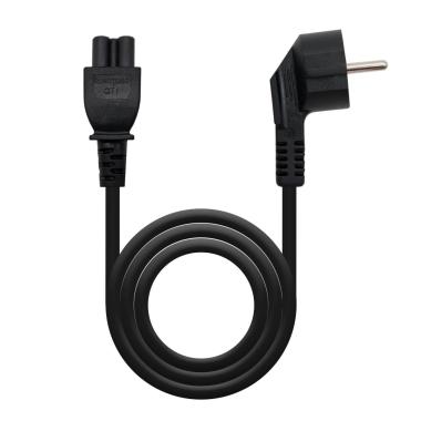 Nanocable Cavo Di Alimentazione CEE7 Angolato Maschio A M-C5 Femmina Trifoglio 1,50m - Colore Nero