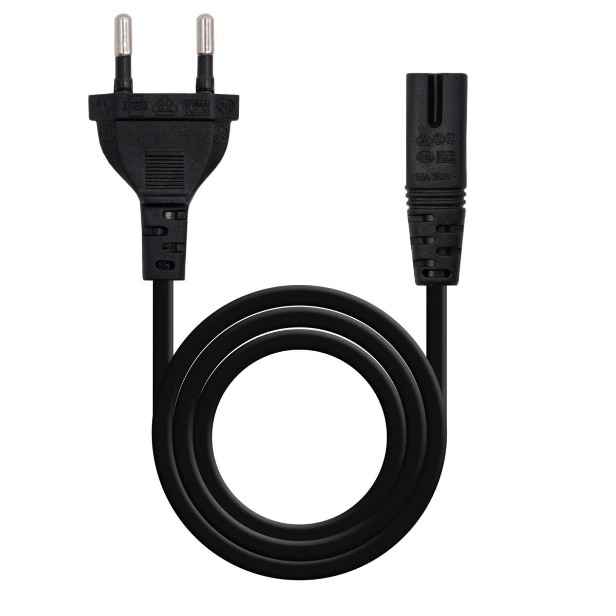 Cavo alimentazione Nanocable Form 8 CEE7/16 Maschio a C7 Femmina 1,50m - Colore Nero