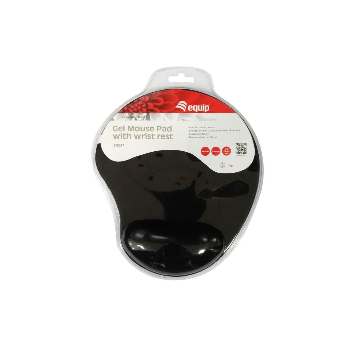 Tappetino per mouse in gel Equip - Ergonomico - Poggiapolsi - 23,6x20,5x1,6 cm - Colore nero