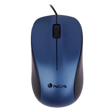 Mouse USB NGS Crew 1200 dpi - 3 pulsanti - Uso ambidestro - Cavo 1,30 m - Colore blu/nero