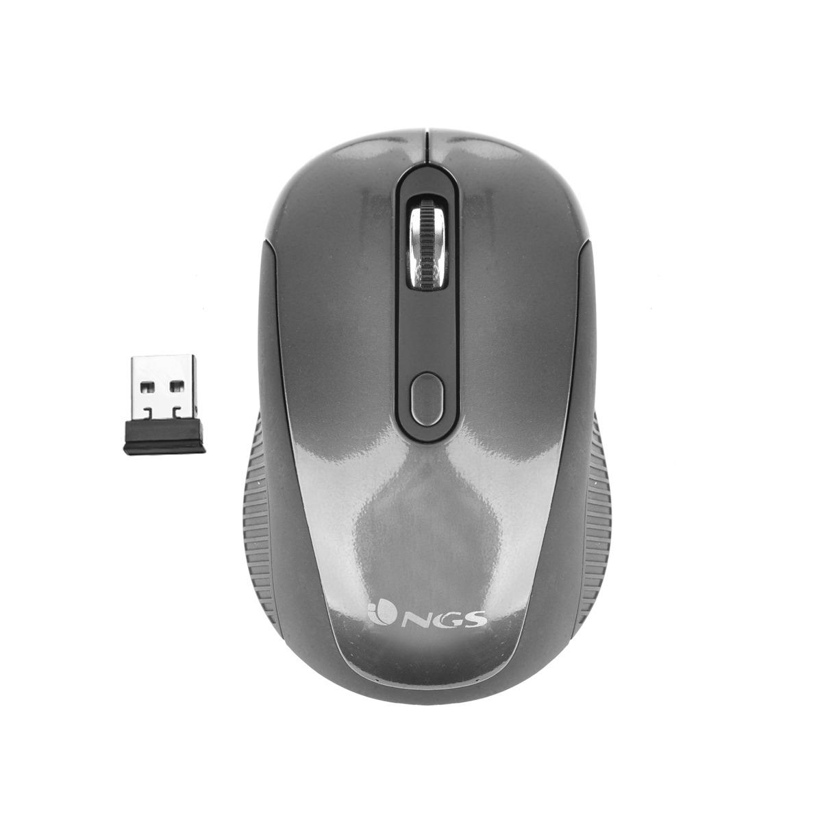 Mouse USB Wireless NGS Haze 1600dpi - 3 Pulsanti - Uso Ambidestro - Colore Grigio/Nero