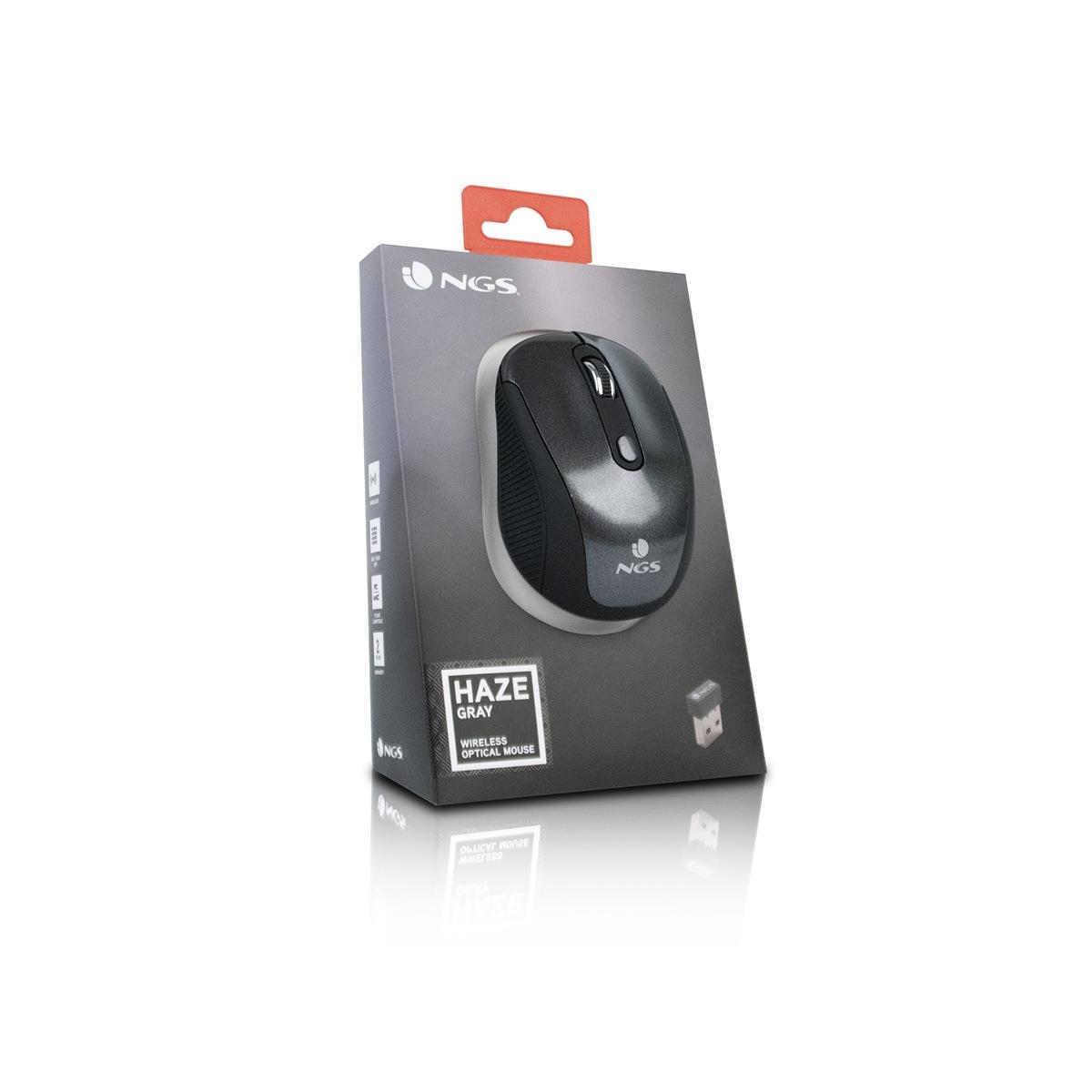 Mouse USB Wireless NGS Haze 1600dpi - 3 Pulsanti - Uso Ambidestro - Colore Grigio/Nero