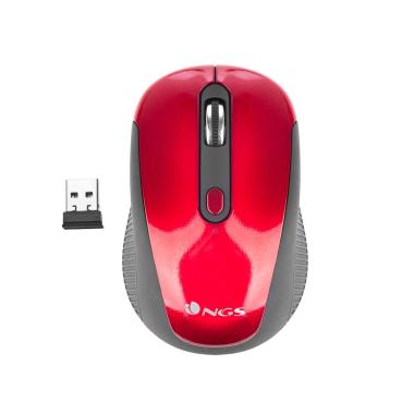 Mouse USB Wireless NGS Haze 1600dpi - 3 Pulsanti - Uso Ambidestro - Colore Rosso/Nero