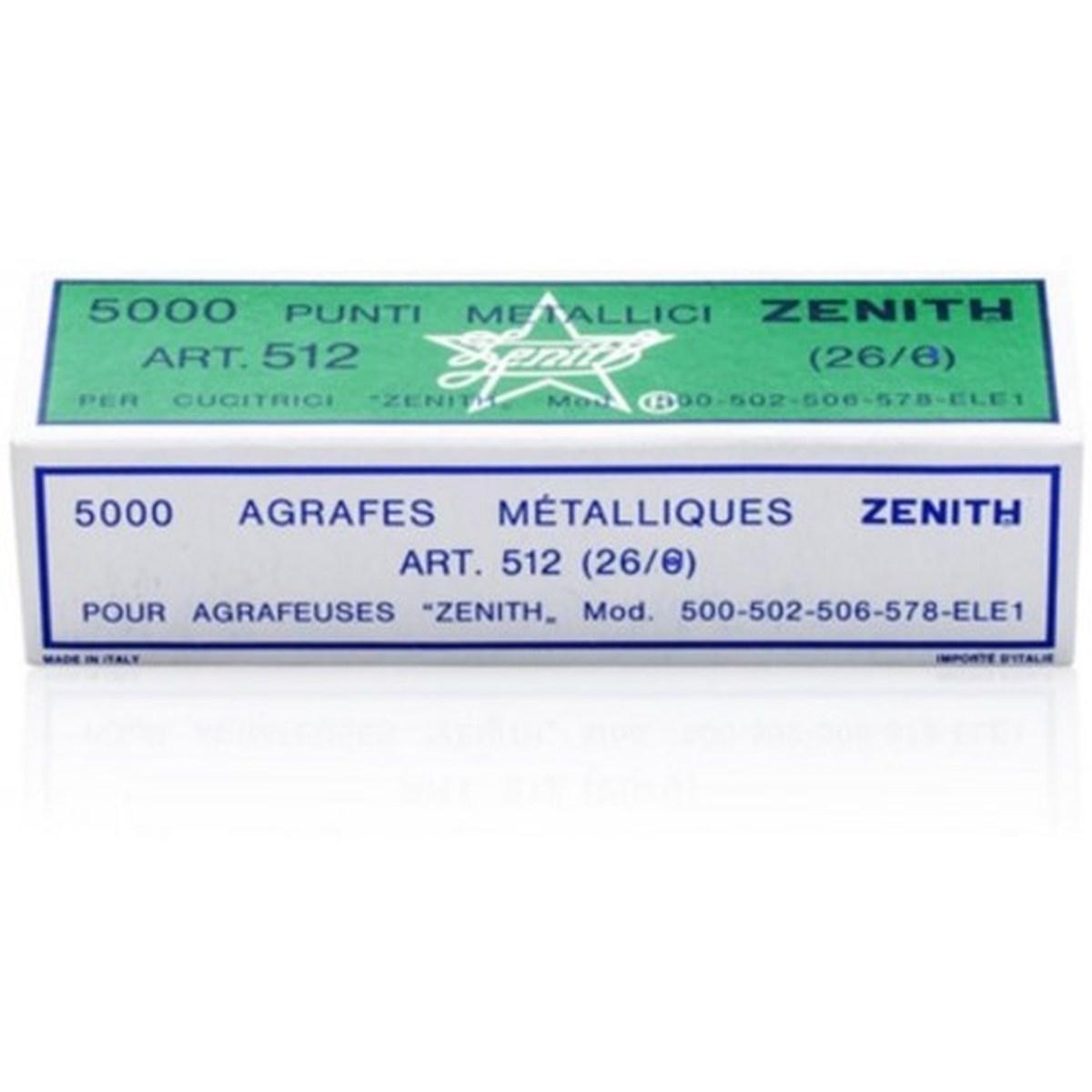 PUNTI CUCITRICE ZENITH 512 (26/6) 5.000 punti metallici in acciaio zincato