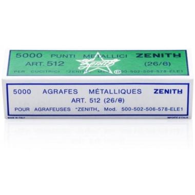 PUNTI CUCITRICE ZENITH 512 (26/6) 5.000 punti metallici in acciaio zincato