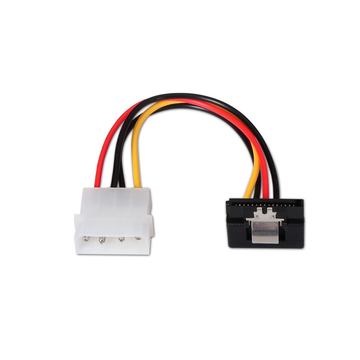 Cavo di alimentazione SATA  Aisens ad angolo con ancore - Molex 4pin/M-SATA femmina - 16cm - 100% rame - Colore nero