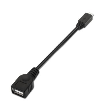 Cavo Aisens USB 2.0 OTG - Tipo Micro B Maschio-A Femmina - 15cm - Colore Nero