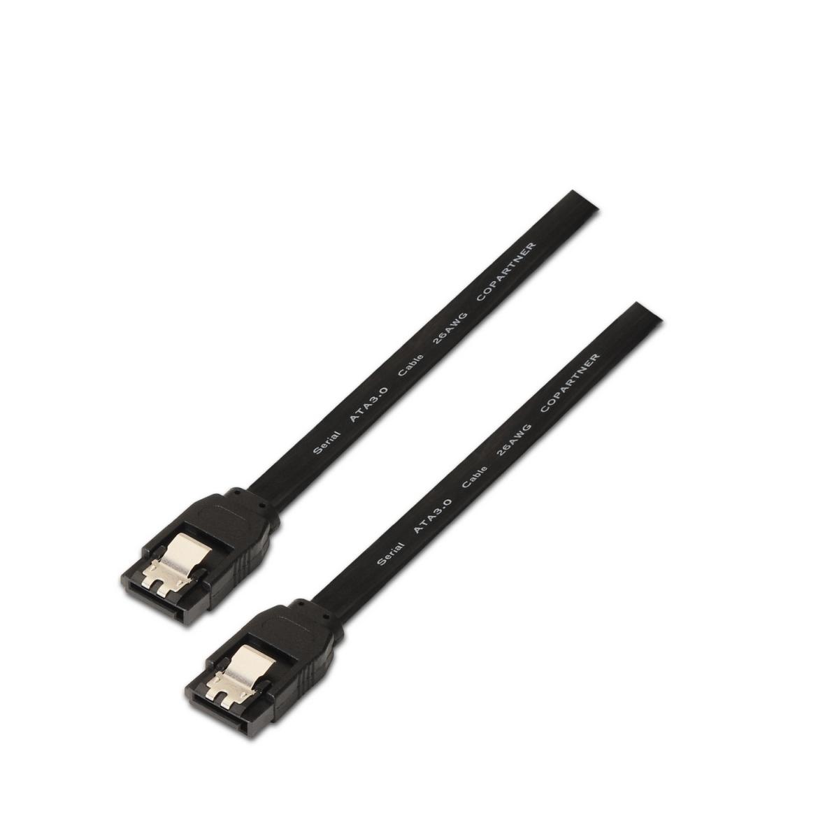 Cavo Aisens SATA III Data 6G con Ancoraggi - 0.5m per Hard Drive SATA I - II - III SSD - Colore Nero