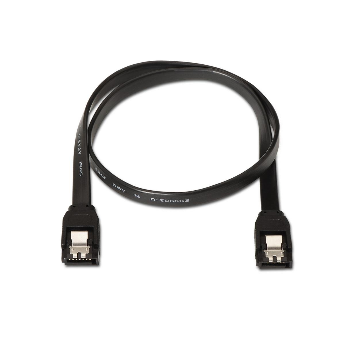 Cavo Aisens SATA III Data 6G con Ancoraggi - 0.5m per Hard Drive SATA I - II - III SSD - Colore Nero