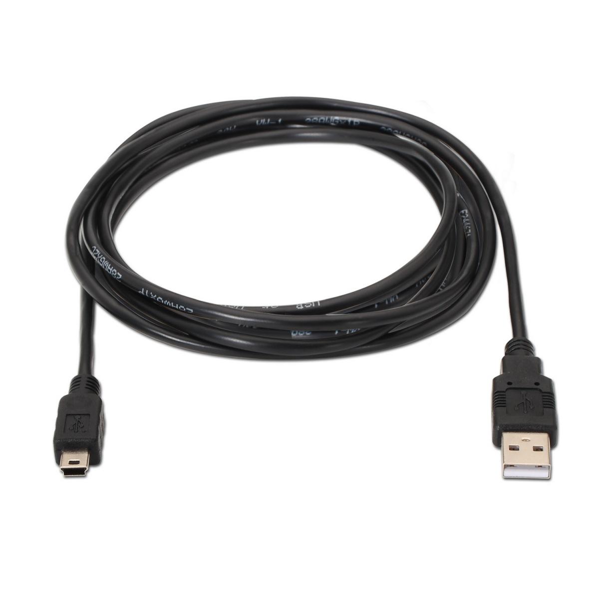 Cavo Aisens USB 2.0 - Tipo A Maschio a Mini B Maschio - 3.0m - Colore Nero