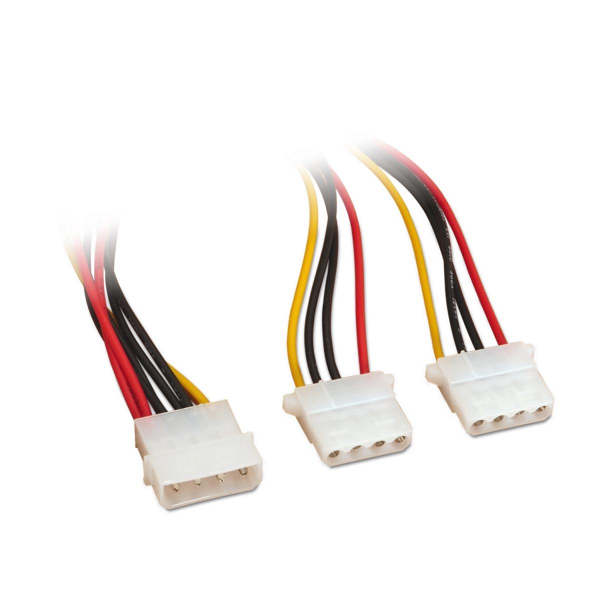 Cavo di alimentazione Aisens Molex - Molex 4pin/M-2xMolex 4pin/F - 20cm - 100% rame - Colore nero