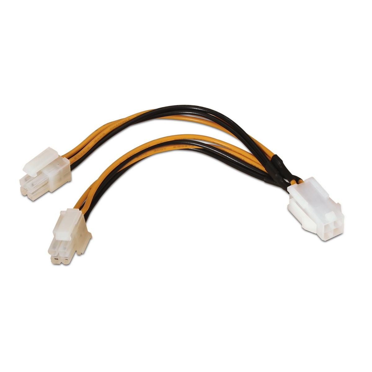 Cavo Alimentazione Microprocessore Aisens - 4pin/F-4+4pin/M - 15cm - 100% Rame - Colore Nero