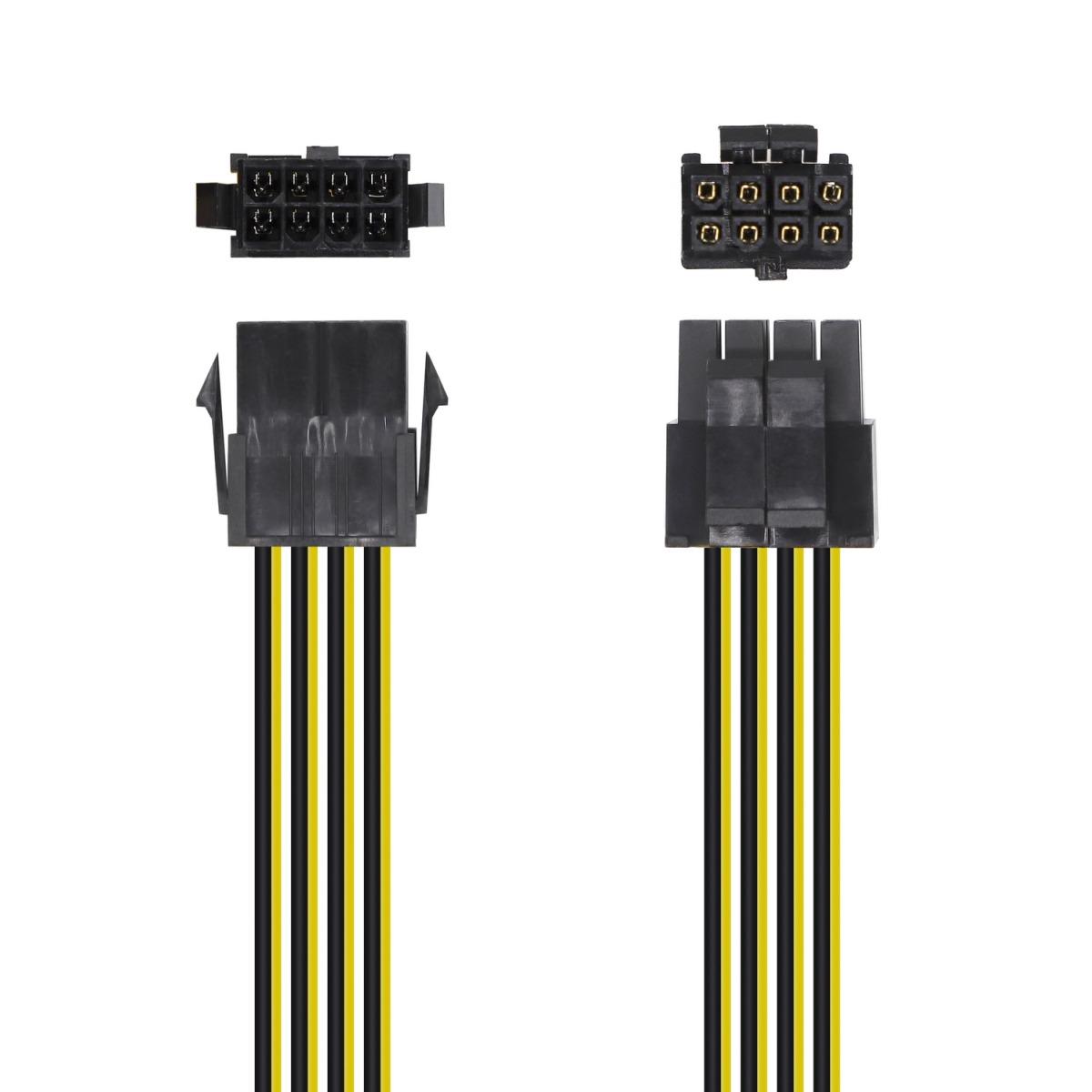 Cavo Alimentazione Aisens - 8 Pin/F-4+4 Pin/M - 30cm - Colore Nero