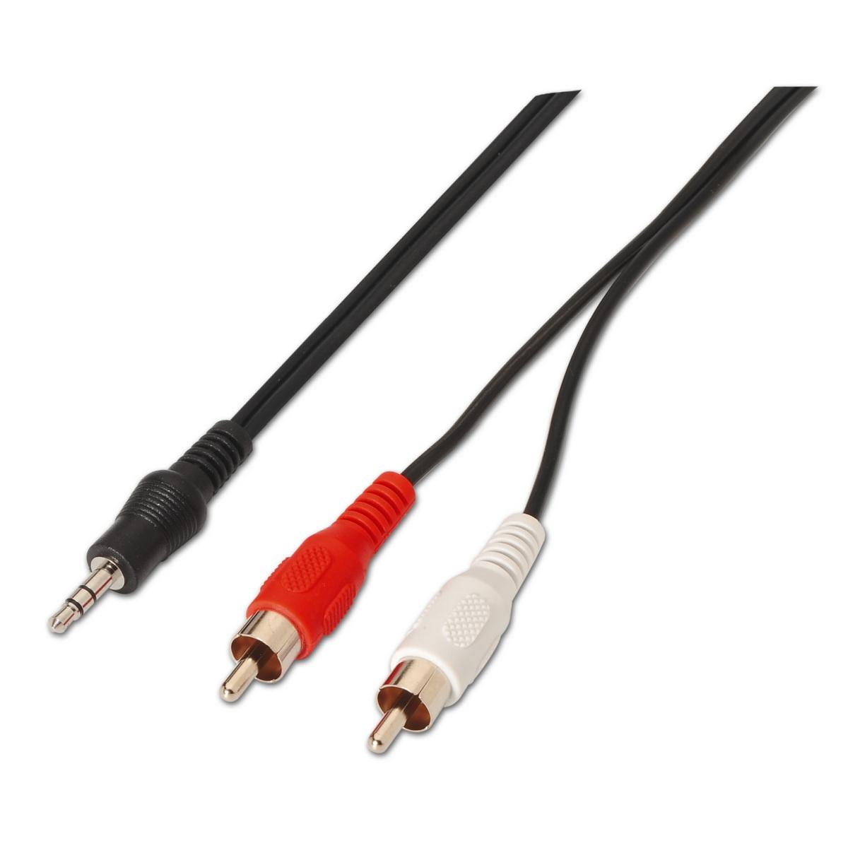 Cavo Audio Stereo Aisens - JACK 3.5/M-2xRCA Maschio - 3.0m - Colore Nero