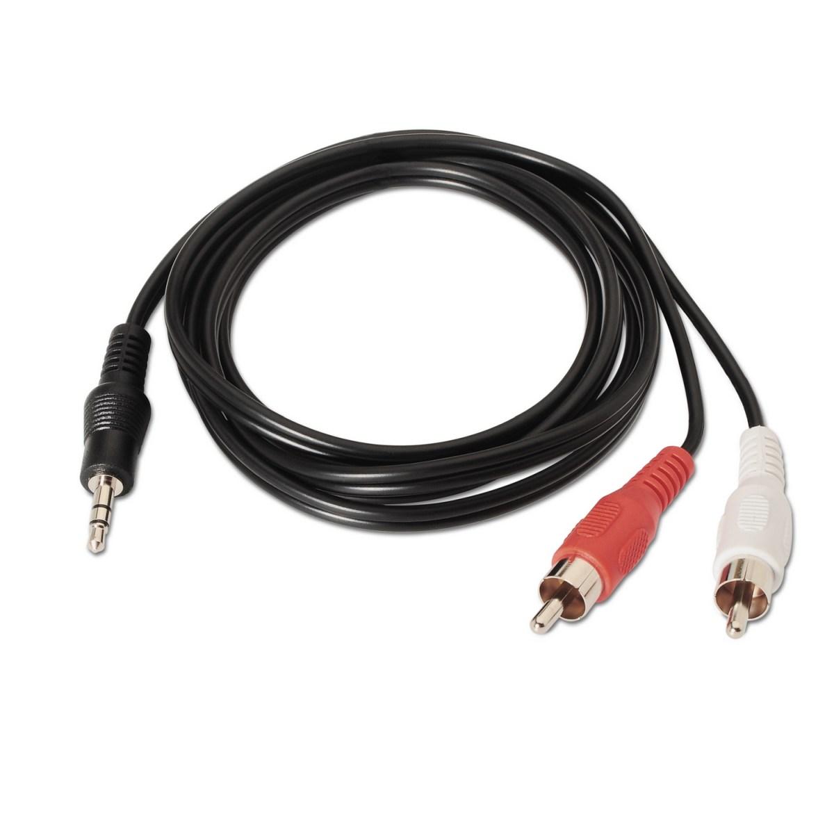 Cavo Audio Stereo Aisens - JACK 3.5/M-2xRCA Maschio - 3.0m - Colore Nero