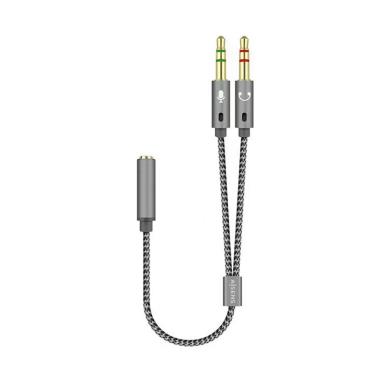 Cavo Adattatore Audio Aisens JACK 3.5 4 Pin/H-2xJACK 3.5 3 Pin/M - 25cm - Colore Grigio