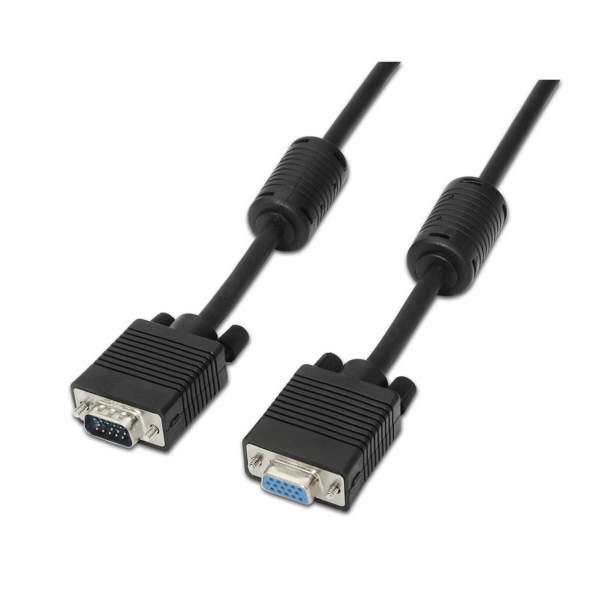 Cavo Aisens SVGA con Ferrite - HDB15/Maschio-HDB15/Femmina - 1.8m - Colore Nero