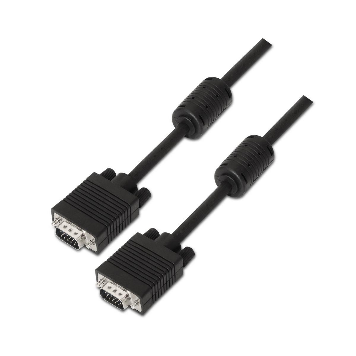 Cavo Aisens SVGA con Ferrite - HDB15/Maschio-HDB15/Maschio - 1.8m - Colore Nero