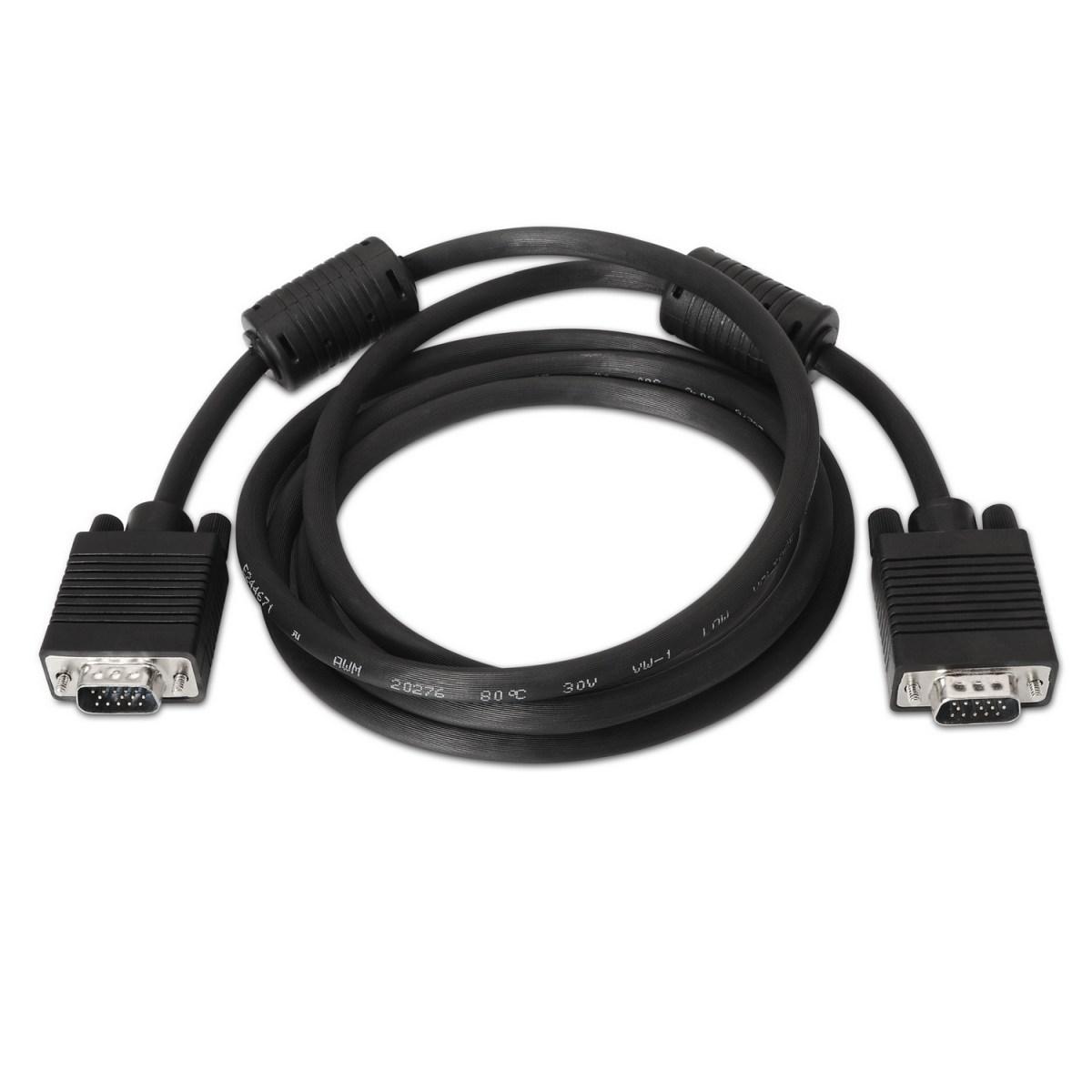 Cavo Aisens SVGA con Ferrite - HDB15/Maschio-HDB15/Maschio - 1.8m - Colore Nero