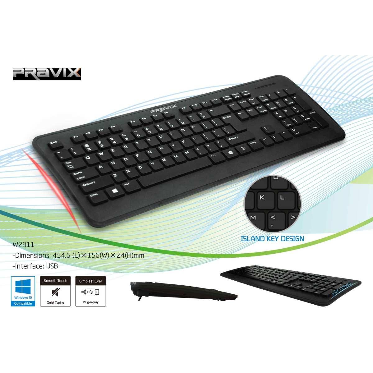 Tastiera Pravix ergonomica slim con cavo USB