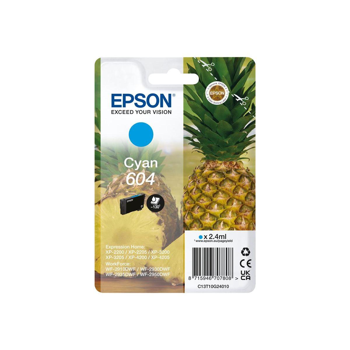 Cartuccia Originale (C13T10G24010, 604) EPSON XP2200 (130pag) CIANO