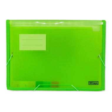 Cartella porta documenti a soffietto MKtape - 13 tasche interne - Formato A4 - Chiusura in gomma - Colore Verde