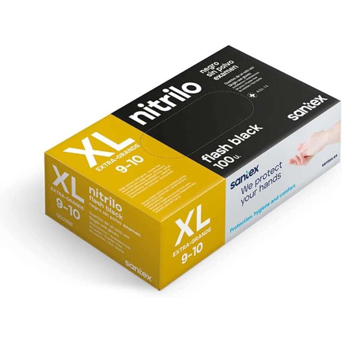 Guanti in nitrile Santex Flash Black, confezione da 100, taglia XL - 6 grammi - senza polvere - senza lattice - non sterili - neri