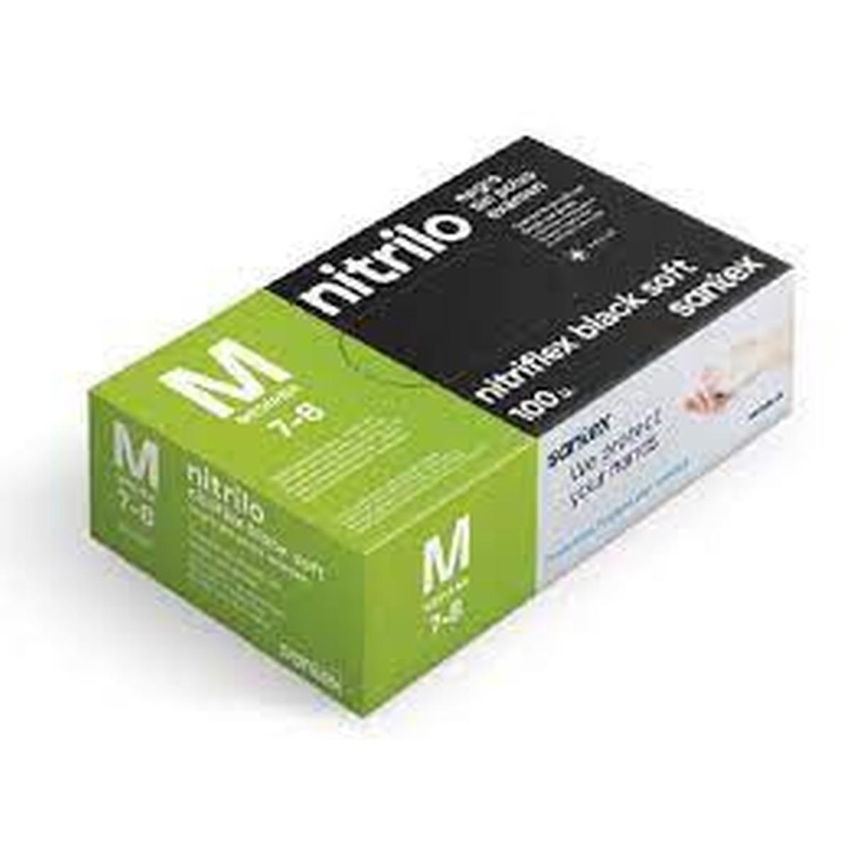 Guanti in Nitrile Taglia M Santex Pack (100pz) Senza Polvere - Senza Lattice - Ambidestro - Non Sterile - Colore NERO