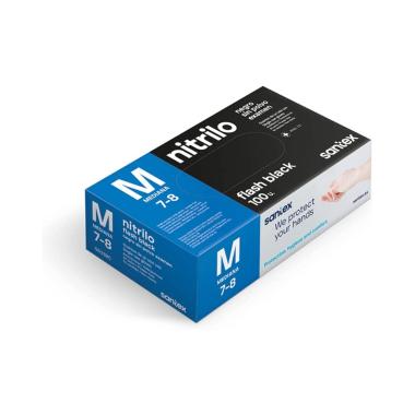 Guanti in Nitrile Taglia M Santex Pack (100pz) 6 gr. - Senza Polvere - Senza Lattice - Ambidestro - Non Sterile - Colore NERO