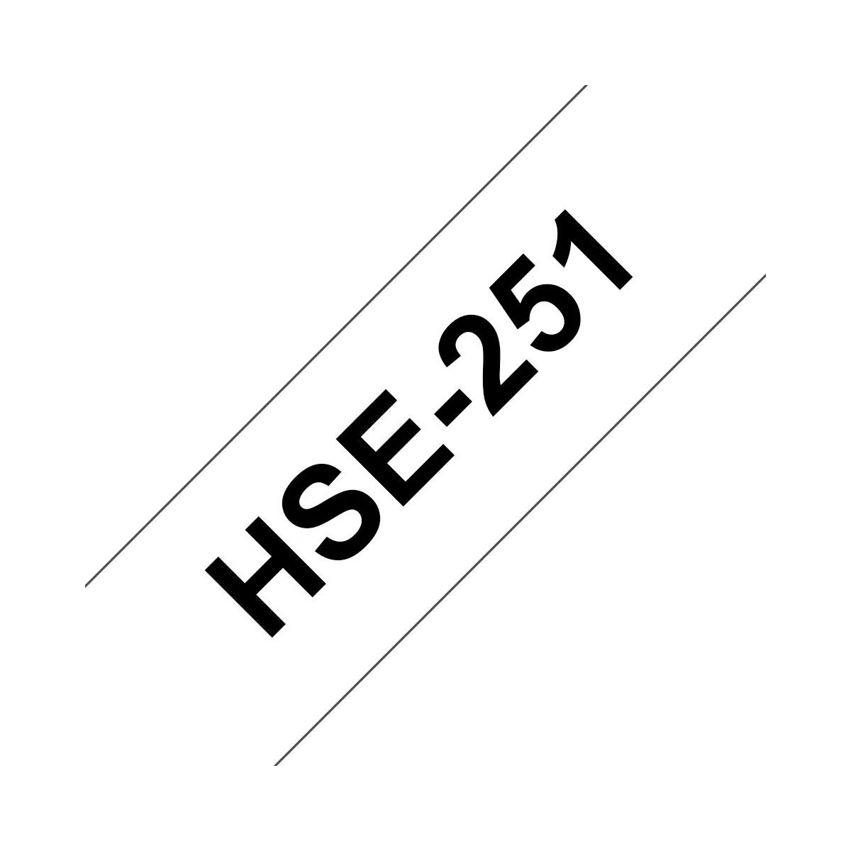 Nastro Originale per etichette termorestringente per Cavi (HSe251) Brother - Testo Nero su Bianco (23,6mm x 1,5mt) Cavo consigliato da 7,3 mm a 14,3 mm