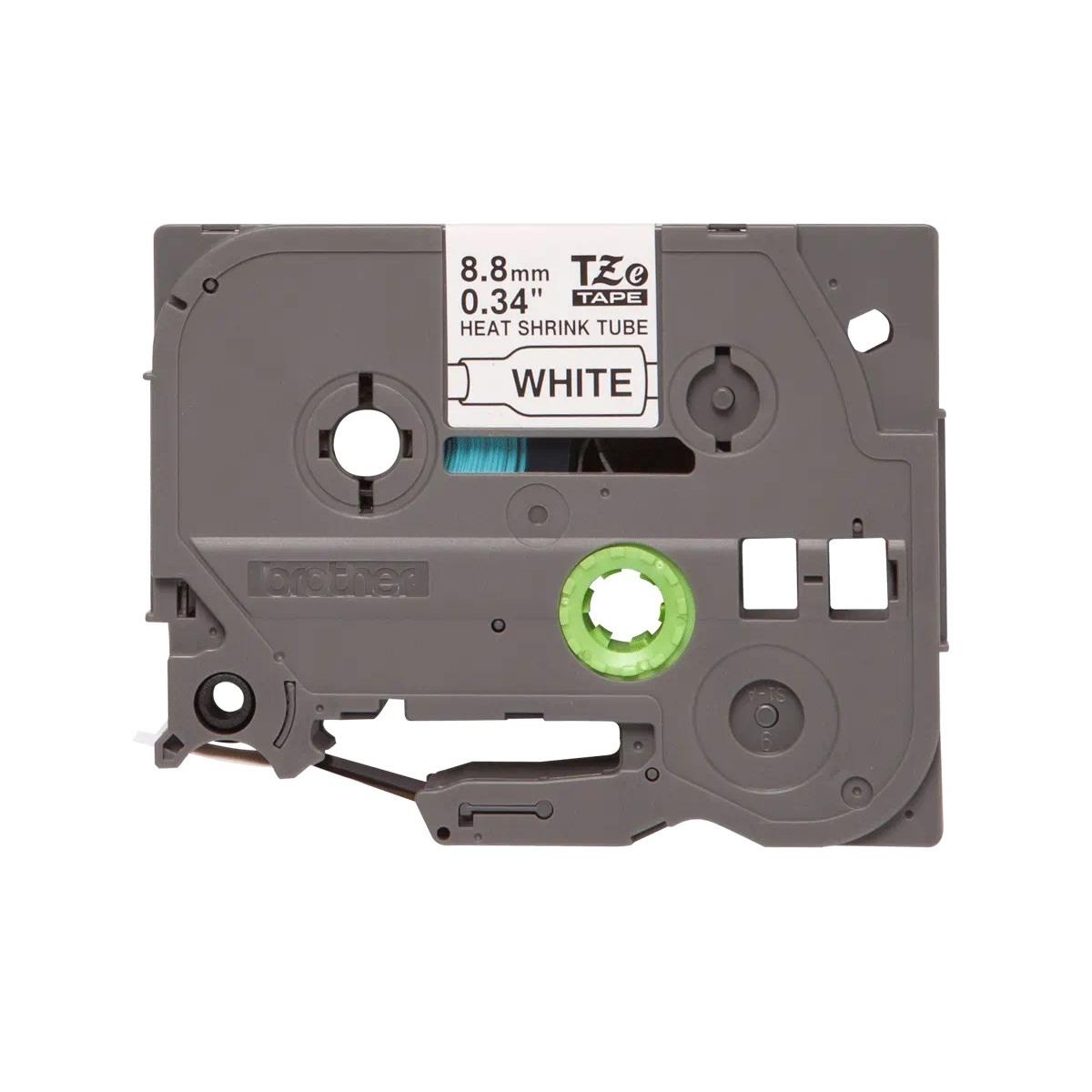 Nastro Originale per etichette termorestringente per Cavi (HSe221) Brother - Testo Nero su Bianco - (8,8mm x 1,5mt) - Cavo consigliato da 2,6 mm a 5,1 mm