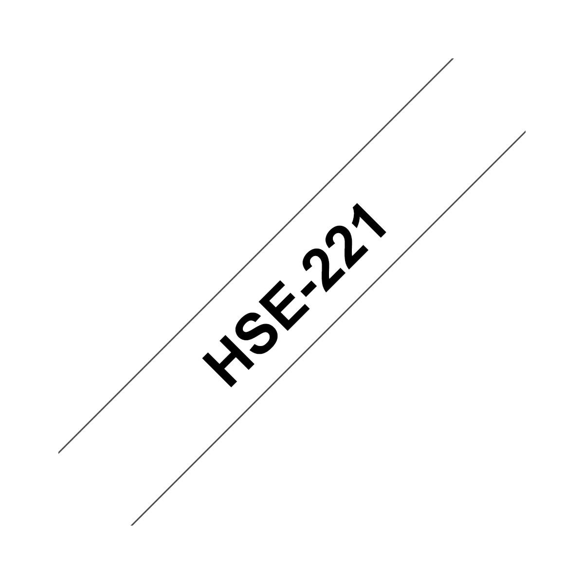 Nastro Originale per etichette termorestringente per Cavi (HSe221) Brother - Testo Nero su Bianco - (8,8mm x 1,5mt) - Cavo consigliato da 2,6 mm a 5,1 mm