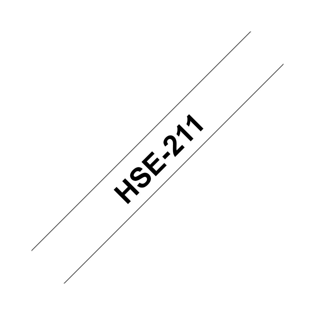 Nastro Originale per etichette termorestringente per Cavi (HSe211) Brother - Testo Nero su Bianco - (5,8mm x 1,5mt) - Cavo consigliato da 1,7 mm a 3,2 mm
