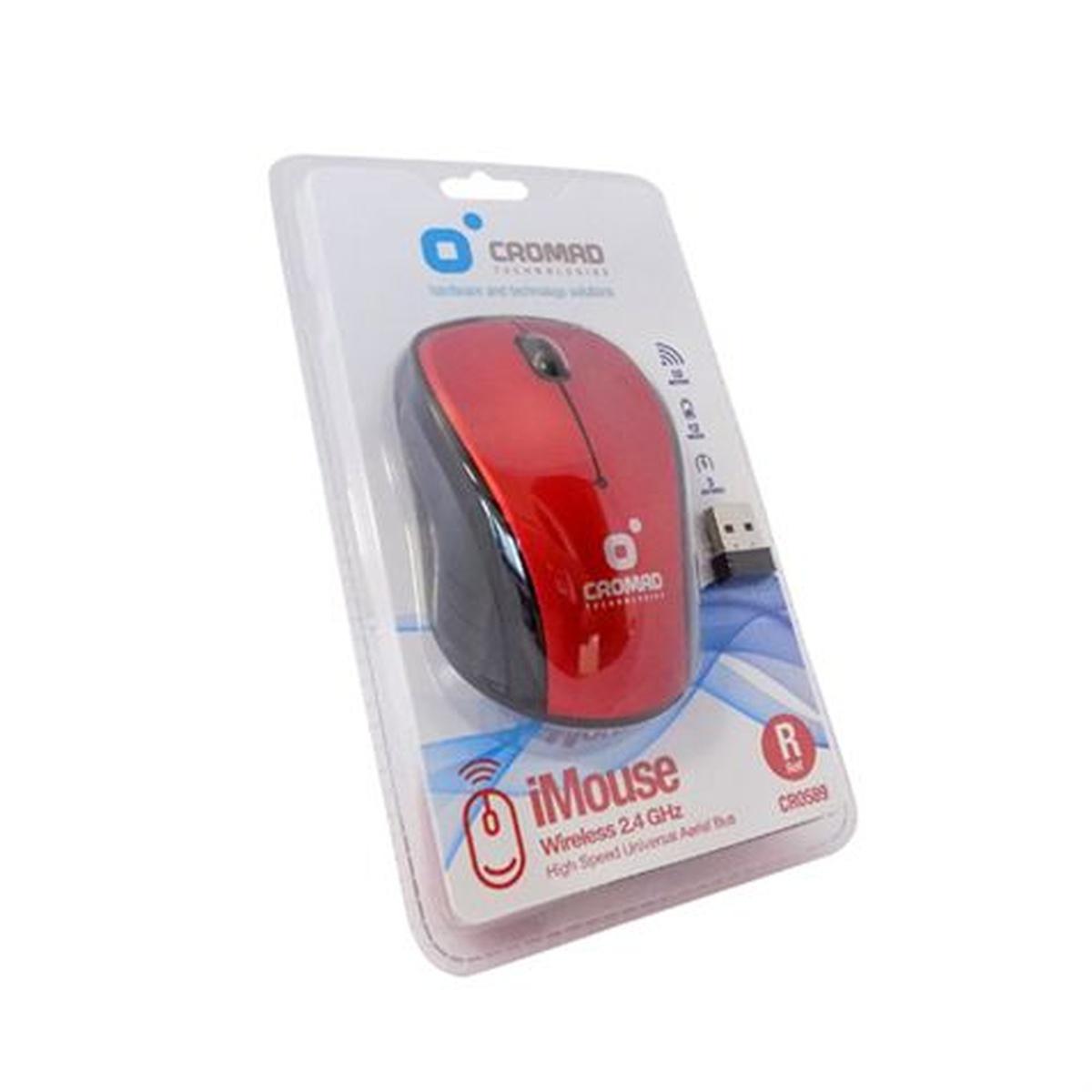 Mouse Wireless USB Cromad iMouse - 3 pulsanti - Uso ambidestro - Rosso