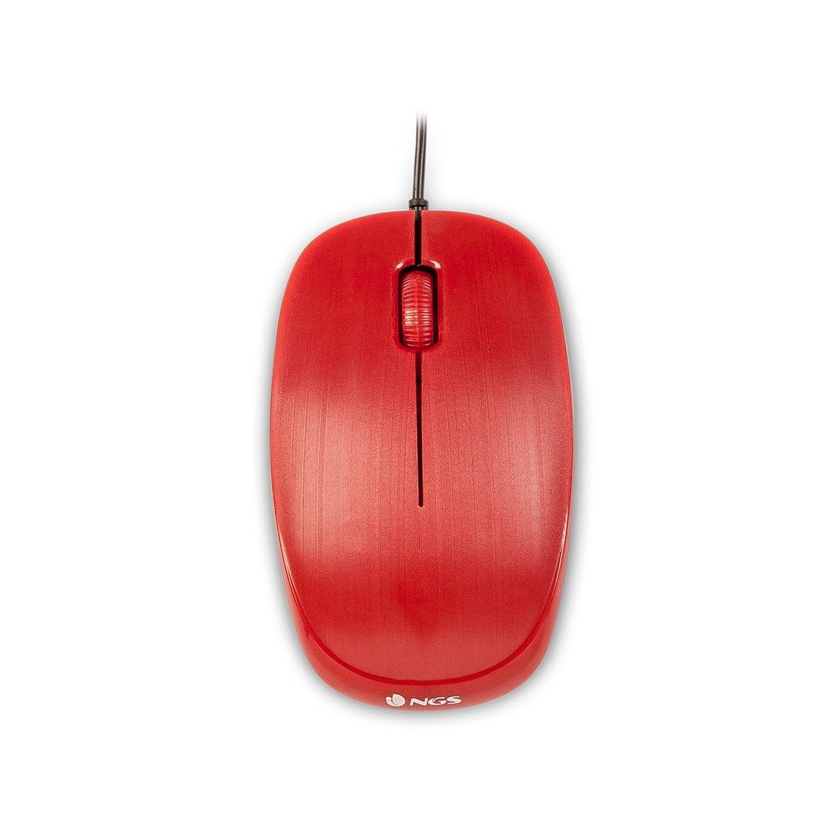 Mouse USB NGS Flame 1000dpi - 3 Pulsanti - Uso Ambidestro - Colore Rosso