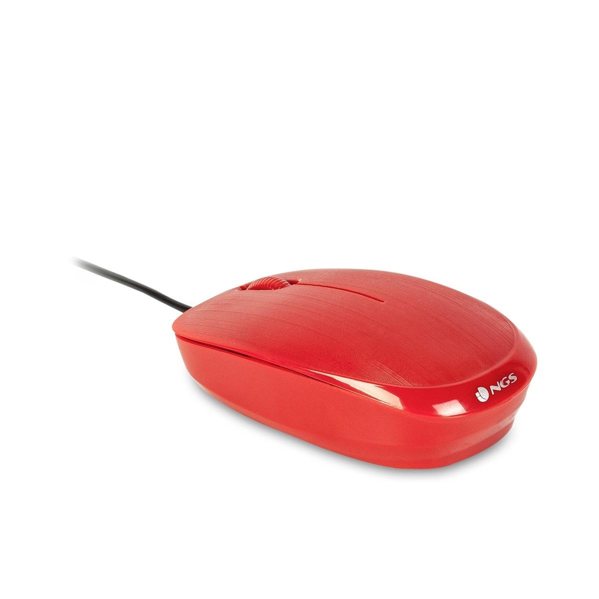 Mouse USB NGS Flame 1000dpi - 3 Pulsanti - Uso Ambidestro - Colore Rosso