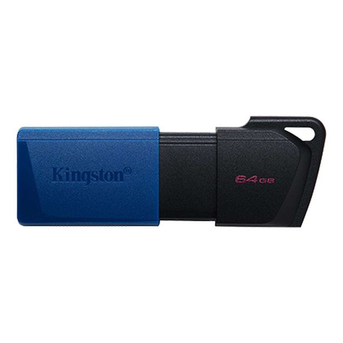 Pendrive Kingston DataTraveler Exodia M Chiavetta USB 64GB - USB 3.2 Gen 1 - Cappuccio per Cellulare - Clip Portachiavi - Colore Nero/Blu