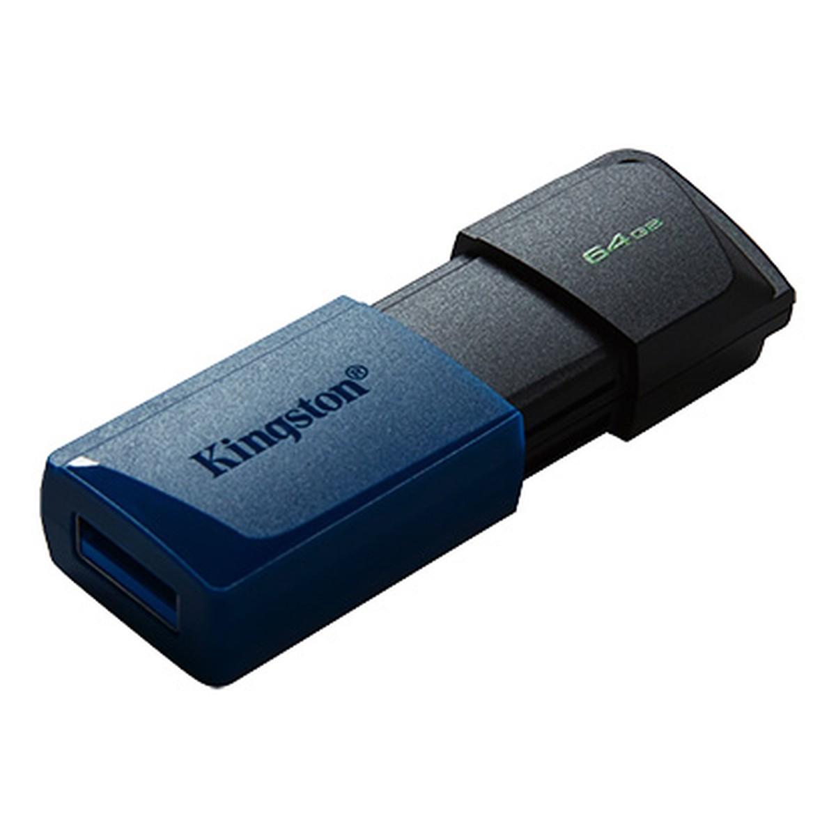 Pendrive Kingston DataTraveler Exodia M Chiavetta USB 64GB - USB 3.2 Gen 1 - Cappuccio per Cellulare - Clip Portachiavi - Colore Nero/Blu