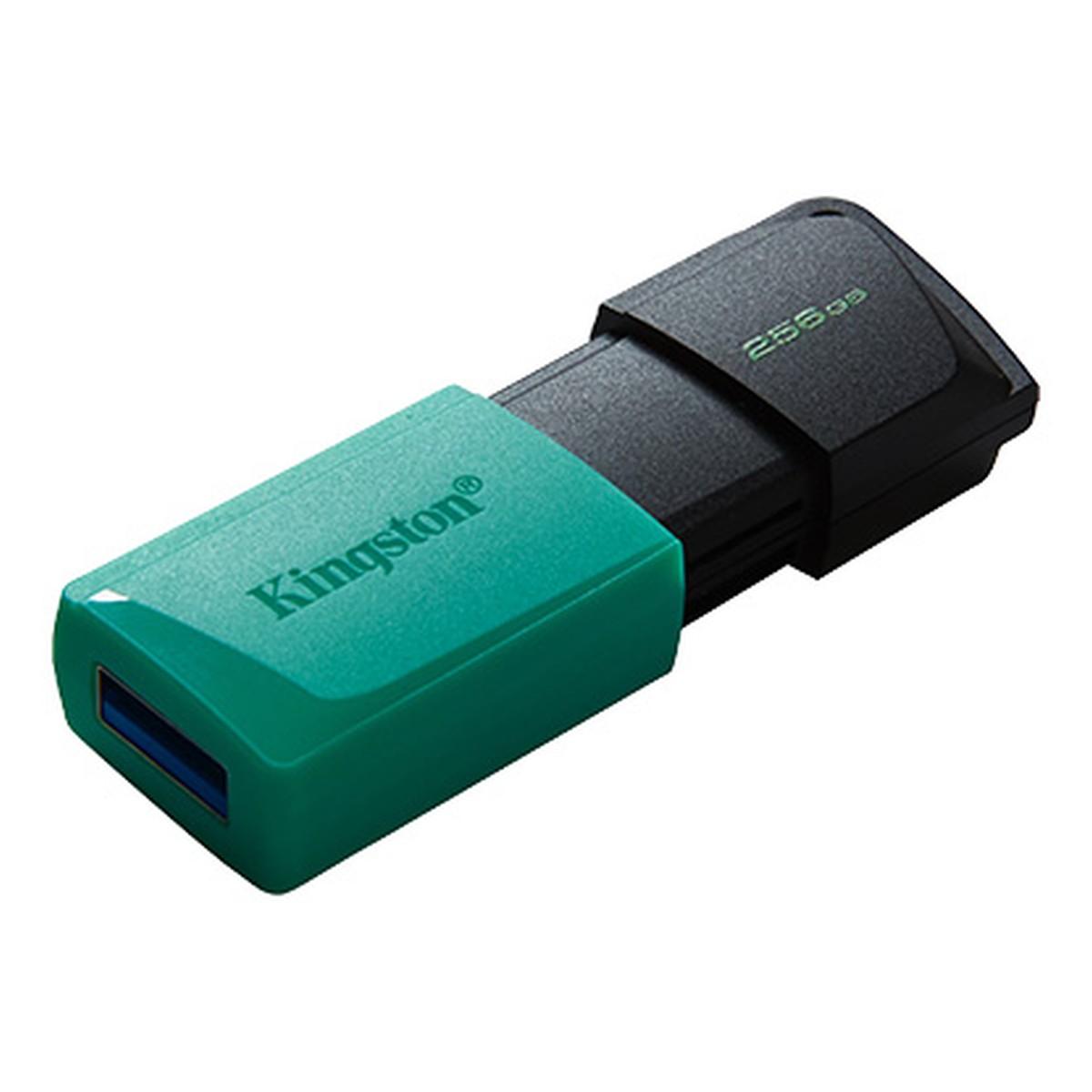 Pendrive Kingston DataTraveler Exodia M Chiavetta USB 256GB - USB 3.2 Gen 1 - Cappuccio per Cellulare - Clip Portachiavi - Colore Nero/turchese