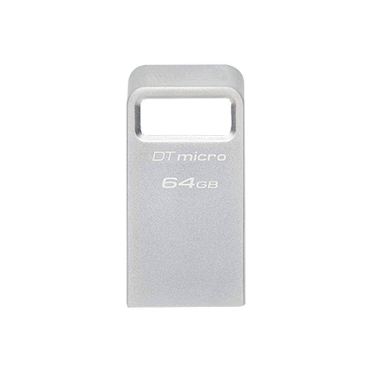 Pendrive Kingston DataTraveler Micro USB Flash Drive 64GB - USB 3.2 Gen 1 - Ultracompatta e leggera - Clip portachiavi - Corpo in metallo