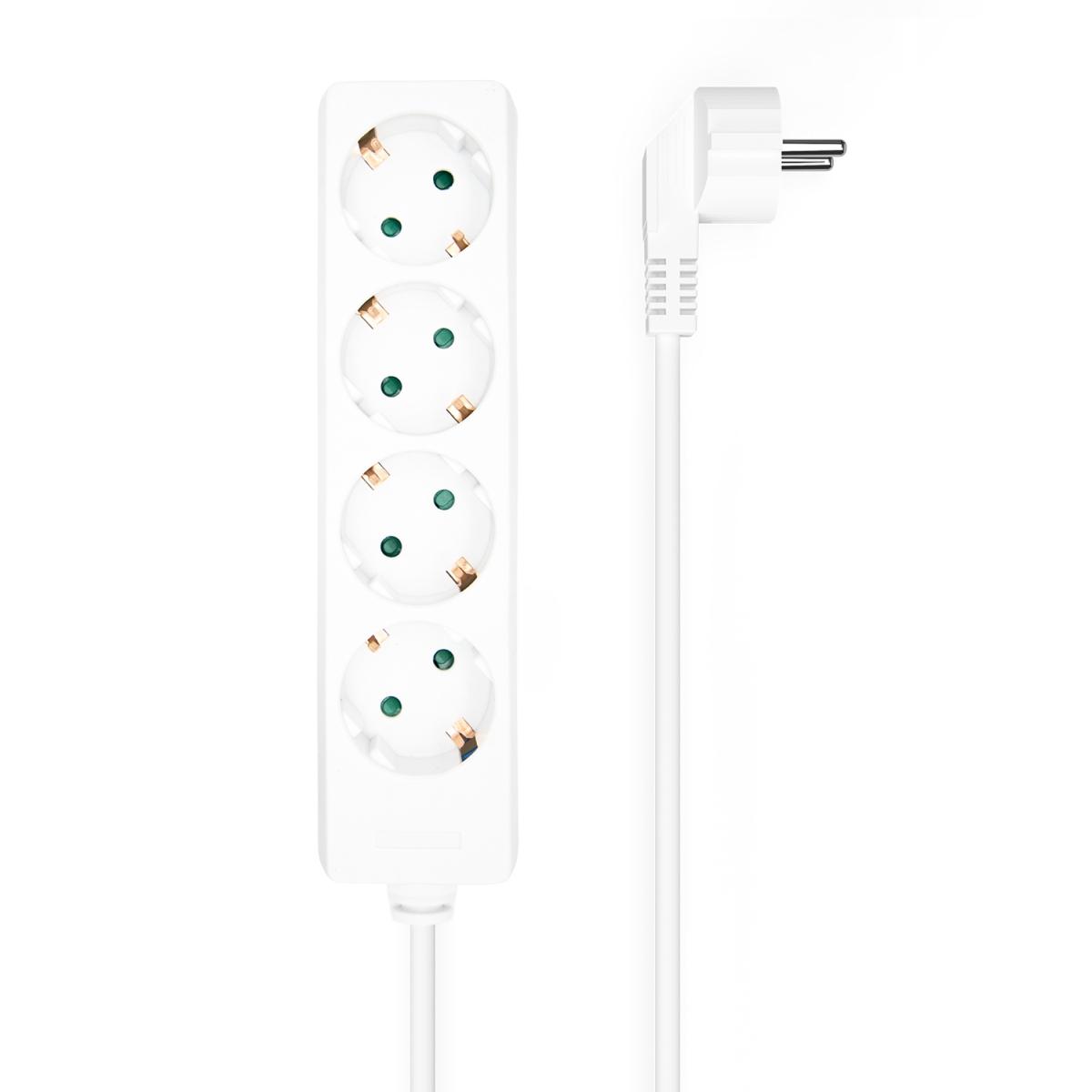 Aisens Multipresa da 4 Prese senza Interruttore con Cavo 3×1.5mm2 - 1.4m - Colore Bianco