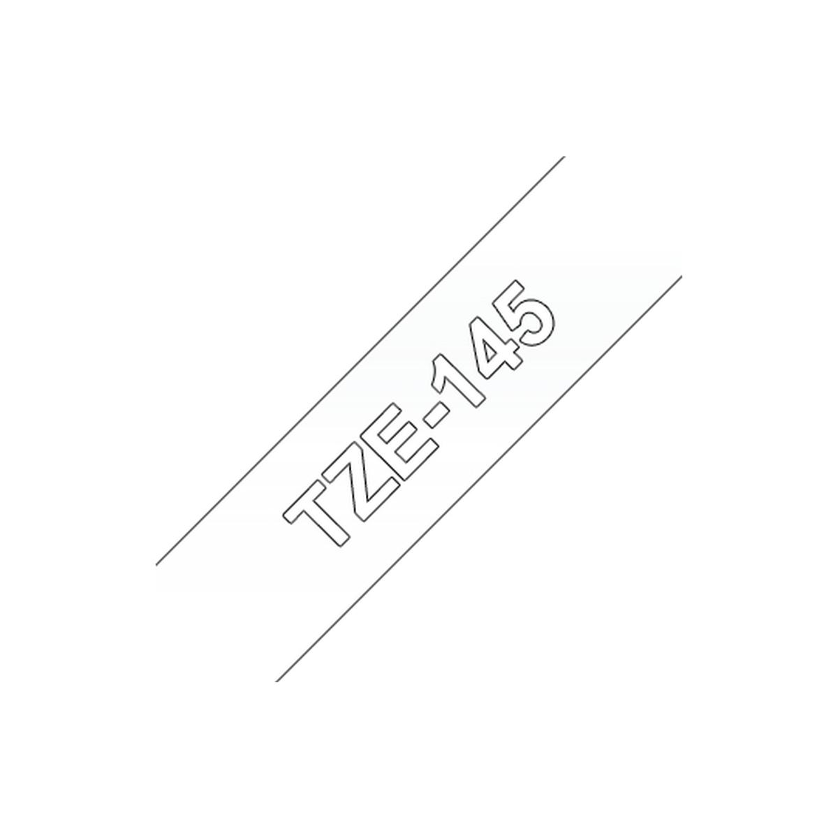 Nastro Compatibile Laminato Bianco su Trasparente (18mm X 8m) per BROTHER TZe145