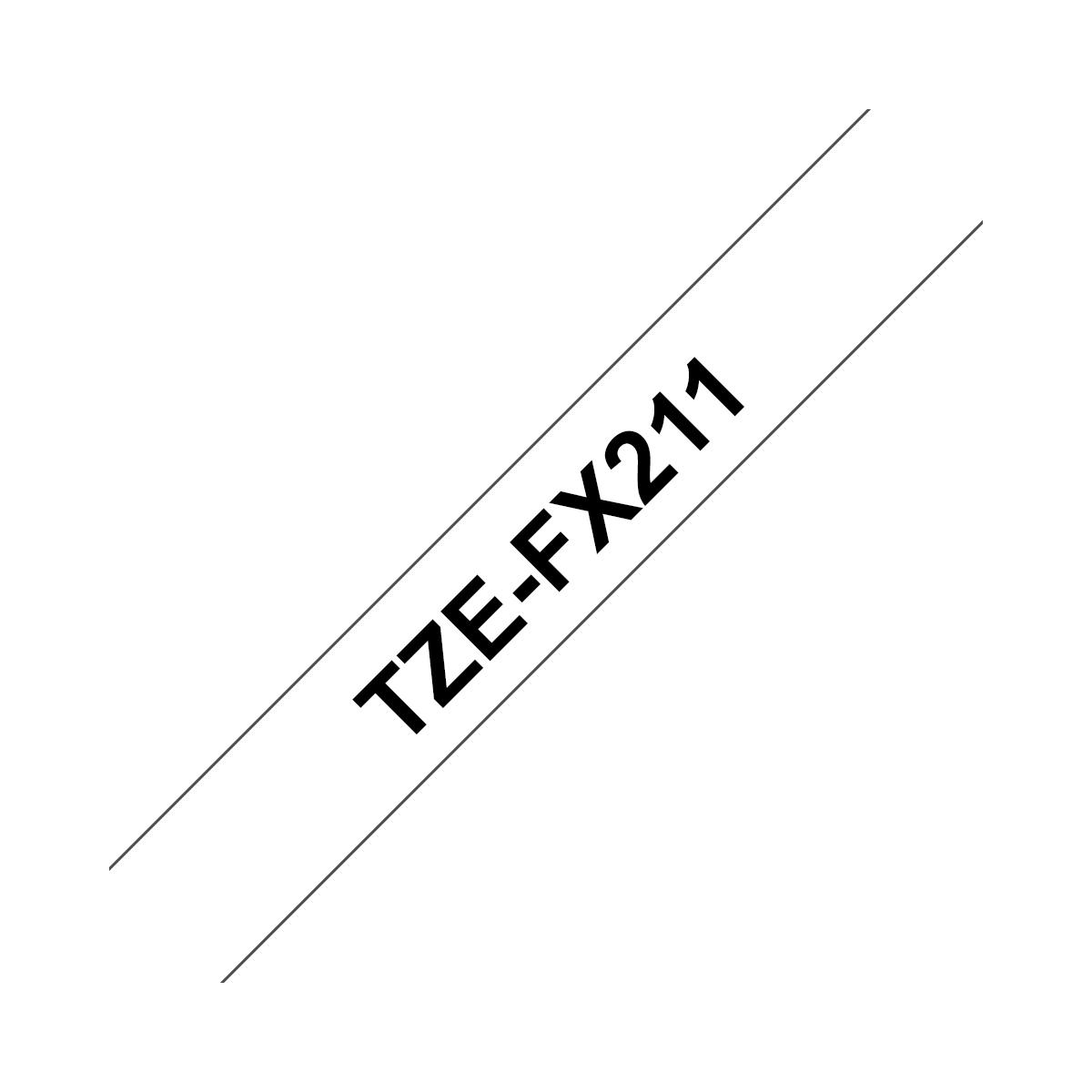 Nastro Originale FLESSIBILE Laminato Nero su Bianco (6mm X 8m) BROTHER TZ-FX211, TZe-FX211