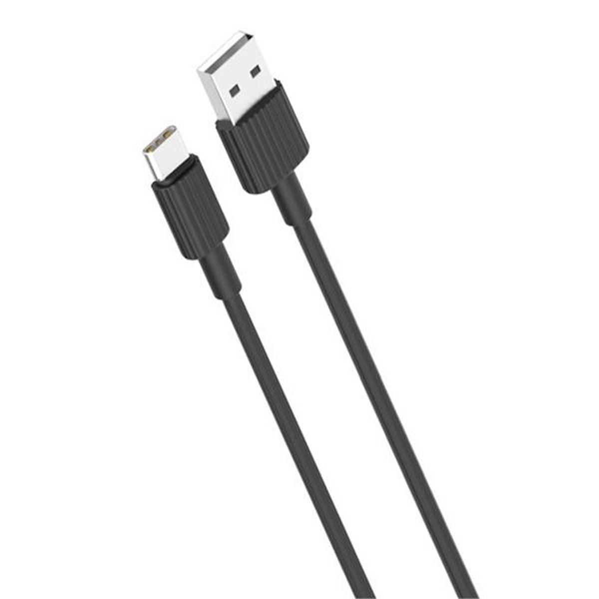 Cavo XO USB-A maschio a tipo C - 2,4 A - Ricarica + trasmissione dati ad alta velocità - 1 m - Colore nero