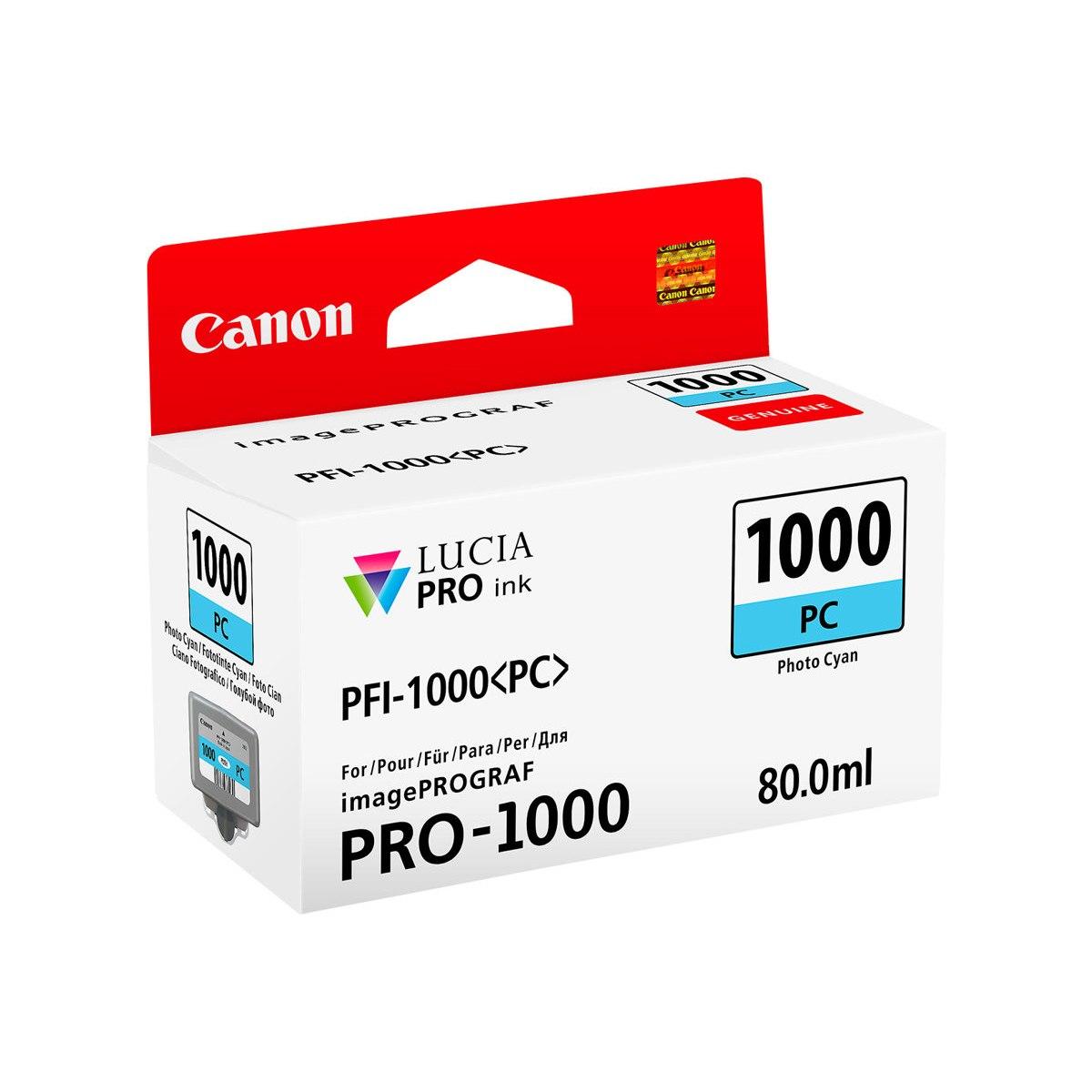 Cartuccia Originale (PFI1000PC, 0550C001) CANON iPF PRO-1000 (80ml) Ciano Foto
