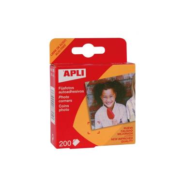 Apli Confezione da 200 Cornici Fotografiche Autoadesive 18 x 17 mm - Lembo Triangolare per Bordi Foto - Facile Adesione alla Carta