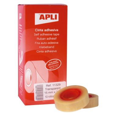 Apli Nastro Adesivo Trasparente 15mm x 33m - Impermeabile e Resistente agli Agenti Atmosferici - Facile da Tagliare con le Mani - Ideale per Artigianato e Imballaggi Trasparenti